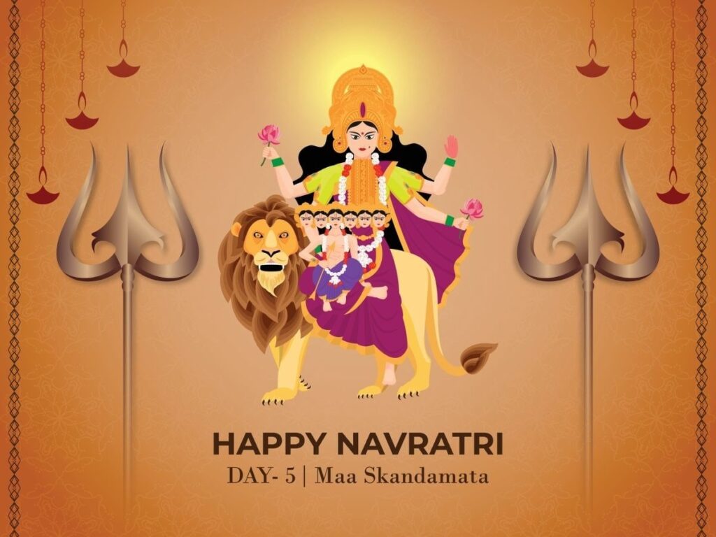 Day 5 of Navratri: Celebrate with Skandamata and Share Joyful Wishes!