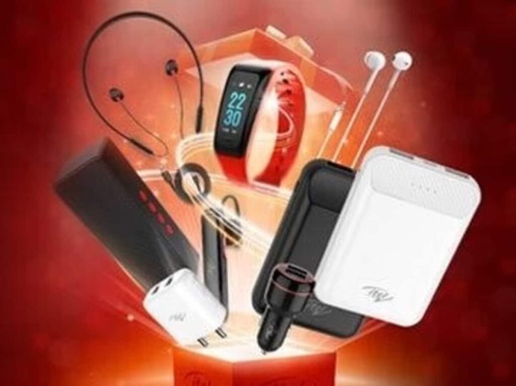 itel products on Amazon sale at 70% discount including earbuds, smartwatches, chargers, and power banks.