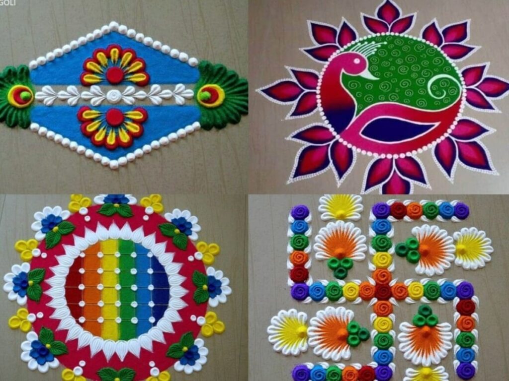 Celebrate Saraswati with Vibrant Rangoli Designs in Festive Yellow